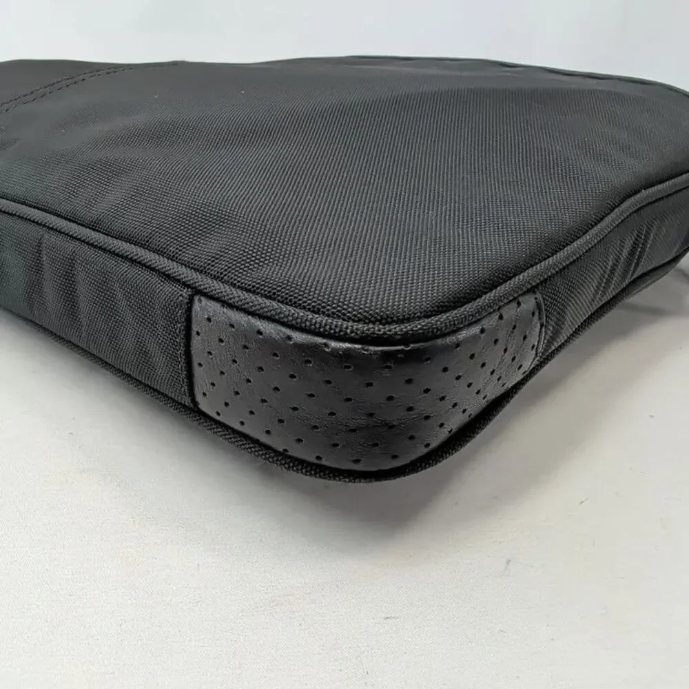 Coach Laptop Sleeve Case Black Nylon Perforated Leather Computer Bag Mens Padded
